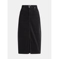 thumbnail image 5 of Time and Tru Women's Corduroy Midi Skirt with Front Slit, Sizes 0-20, 5 of 5