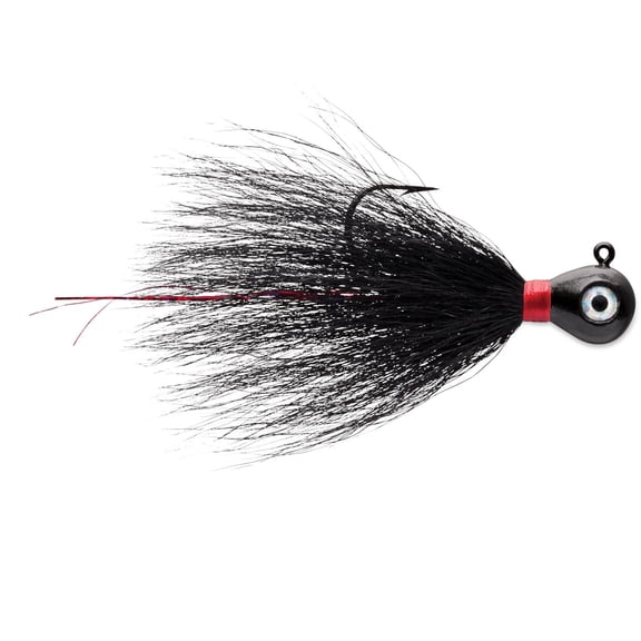 VMC BKJ12-BLK Bucktail Jig, Sinking 1/2 oz, #6 Hook, Black, 2pk
