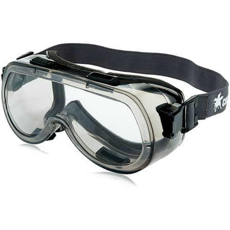 Elastic Foam Strap - 2410F Verdict Polyvinyl Chloride Strap Foam Lining Safety Goggle with Smoke Frame and Clear Anti-Fog Lens, Verdict elastic strap foam lining safety goggle with.., By MCR Safety