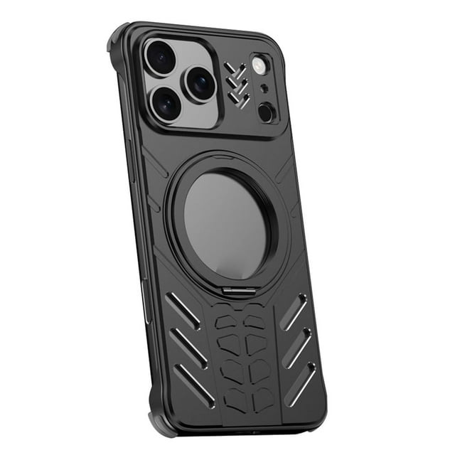 Metal Case For IPhone 17 Pro Max/17 Pro/17, Aluminum Alloy Case With Magnetic Rotating Ring Stand Heat Dissipation Shell
