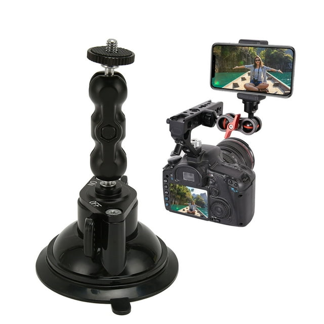 Camera Powerful Suction Cup Camera Car Mount Action Camera Mount Camera Car Mount Dual Ball Articulating Arm 1/4 Screw Hole