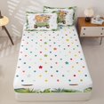 thumbnail image 4 of Castle Fairy Girls Cute Cartoon Safari Animal Zipper Twin Comforter Sets with Fitted Sheet and 2 Pillowcases,Tropical Leaf Truck Zipper Bedding Set,Green White,Reversible,4-Piece, 4 of 6