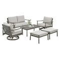 thumbnail image 6 of HAPPATIO 6-Pc Aluminum Patio Sofa Set, Outdoor Conversation set, Loveseat, Coffee Table, Swivel Sofa x2, Ottoman x2, Rope Backrest, for Yard, Deck, 6 of 7