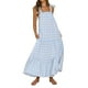 thumbnail image 3 of SAYOO Vestido largo sin mangas para mujer, estampado a cuadros, con lazo, sin espalda, vestido holgado SAYOO S-XL, 3 of 9