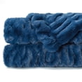 thumbnail image 3 of Chanasya Ruched Royal Faux Fur Throw Blanket - Fuzzy Plush Elegant Blanket for Sofa Chair Couch and Bed with Reversible Velvet Blanket (50x65 Inches) Blue, 3 of 3