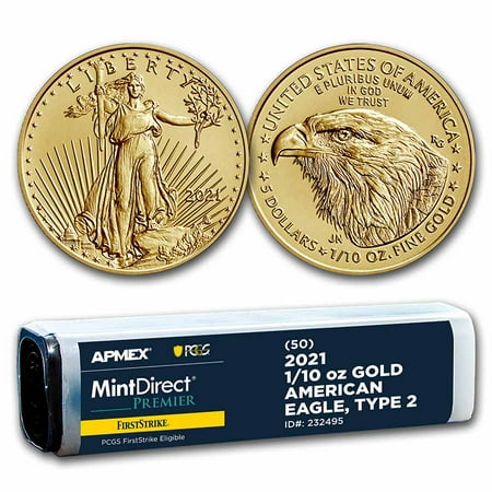 2021 1/10 oz Gold Eagle (Type 2) (50-Coin MDP® + PCGS FS® Tube)