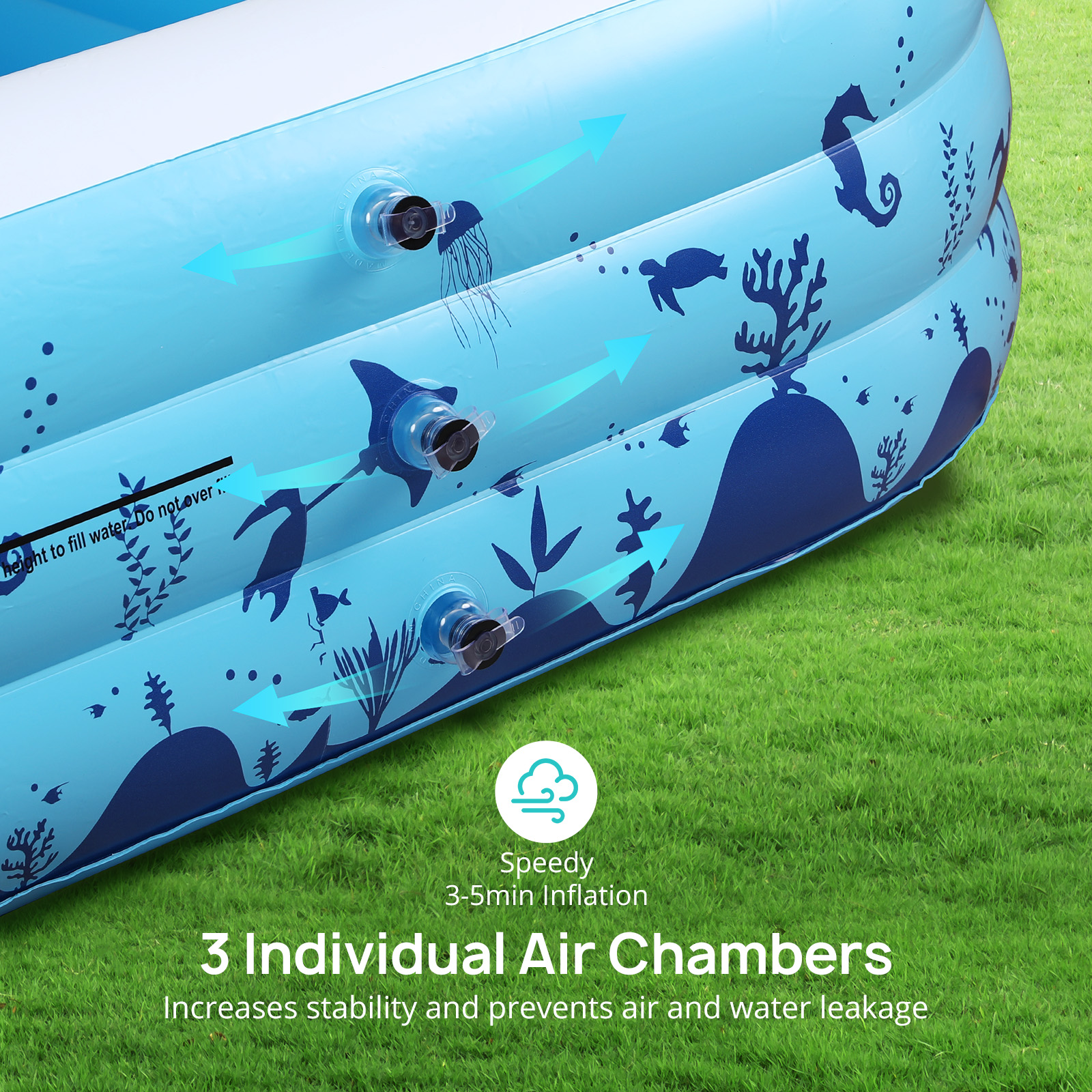 Inflatable Pool, 118'' x 72'' x 20'' Inflatable Swimming Pool for Summer Water Party BPA-Free Above Ground Blow up Kiddie Pool Ball/Sand Pit,Backyard Outdoor Indoor Age 3+, Rectangle