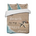 thumbnail image 2 of Beige Blue Summer Beach Queen Size Down Alternative Comforter, Lightweight Comforter Quilt Bedding Set with Pillow Shams Coastal Starfish Nautical Ocean All Seasons Bed Comforter Duvet Insert 90"x96", 2 of 7