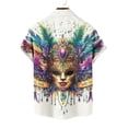 thumbnail image 5 of OGLCCG Carnival Shirts for Men Short Sleeve Mask Printed Summer Casual Button Down Beach Shirts Loose Lapel Collar Funny Mardi Gras Shirts, 5 of 5