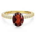 thumbnail image 3 of Gem Stone King 14K Two Tone Gold Red Garnet and Lab Grown Diamond Engagement Ring for Women | 2.29 Cttw | Oval 9X7MM | Gemstone January Birthstone | Size 9, 3 of 6