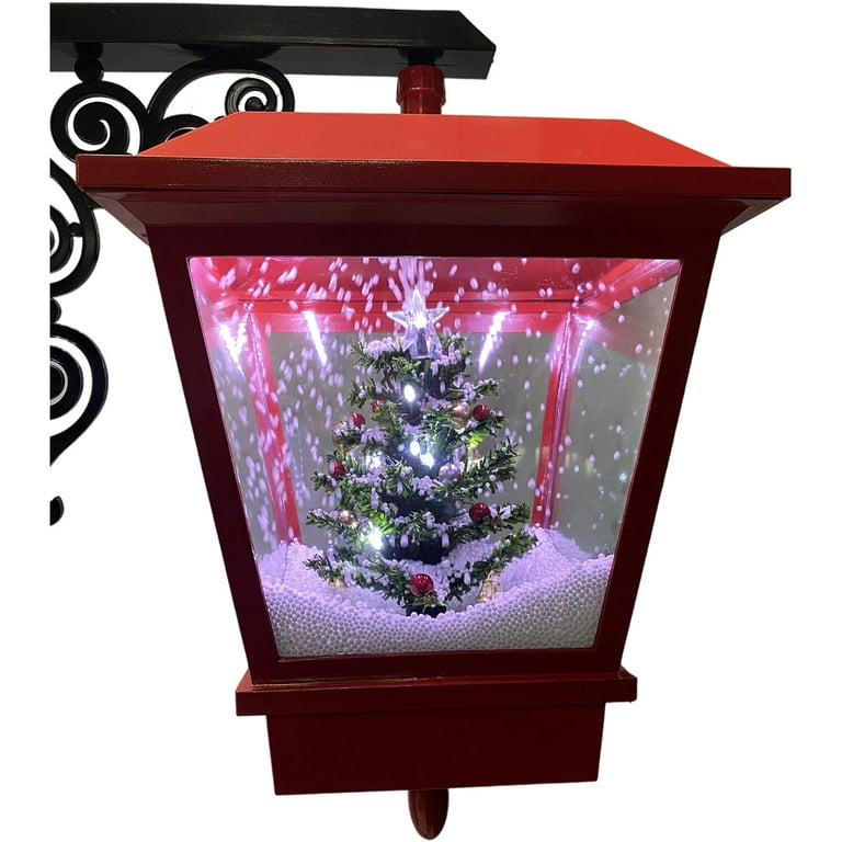 Christmas Time 74-In. Dual-Lantern Musical Snowy Street Lamp with