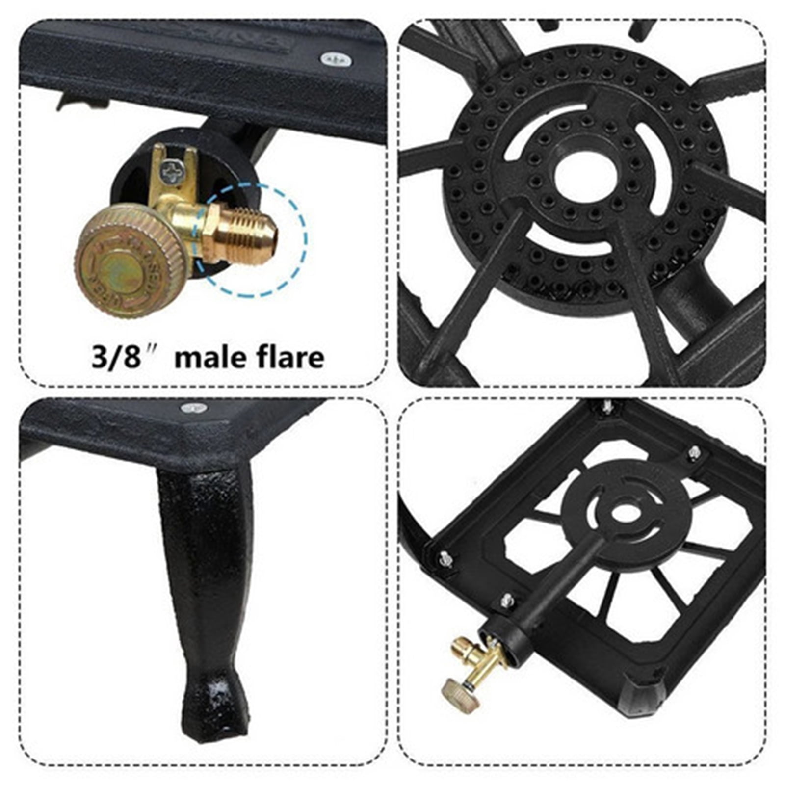 JOVELL 90,000 BTU Propane Burner, Camping Stove Single Burner, Portable Cast Iron Gas Cooker for Outdoor BBQ, Turkey Fry, RV, Tailgate, without Regulator