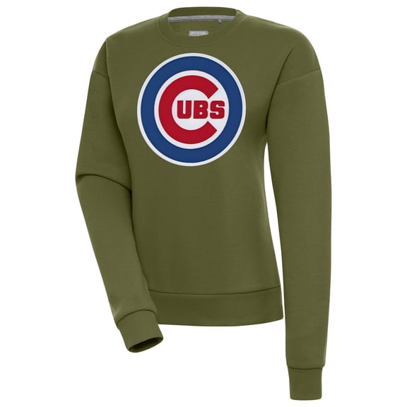 Women's Antigua Olive Chicago Cubs Victory Pullover Sweatshirt