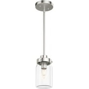 QYANG - Devon Park 1-light Brushed Nickel, Mini Pendant Light, Dimmable, Rustic Style, Cylinder Shaped, for Bedrooms, Kitchens, Dining, Living Rooms - 19009
