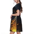 thumbnail image 2 of Naloa Glowing Snake Dark Forest Print Womens Summer A-Line Dress with Pockets,Short Sleeve Dresses,Flowy Beach Swing Dress for Vacation Travel, 2 of 6
