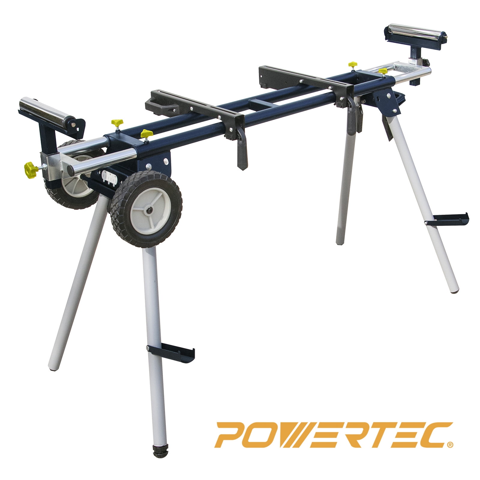 POWERTEC MT4000 Deluxe Portable Miter Saw Stand with Wheels Folding Station and Power Outlet