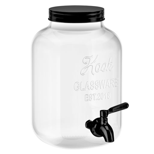 Kook Glass Drink Dispenser, Clear Mason Jar, 1 Gal