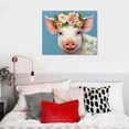 thumbnail image 4 of Nawypu Pink Pig Wall Art Print Funny Animal Prints with Flowers Pig Pictures Canvas Wall Decor Cute Piggy Headband Floral Canvas Bedroom Nursery Decoration Artwork for Living Room Framed, 4 of 4