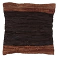 thumbnail image 1 of SARO LIFESTYLE Collection Two-Tone Leather Chindi Throw Pillow with Down Filling 18" Coffee, 1 of 1