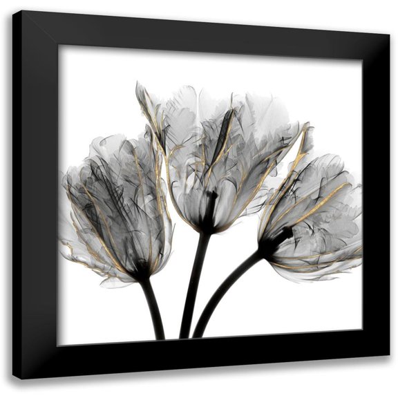 Koetsier, Albert 12x12 Black Modern Framed Museum Art Print Titled - Gold Embellished Tulips 3