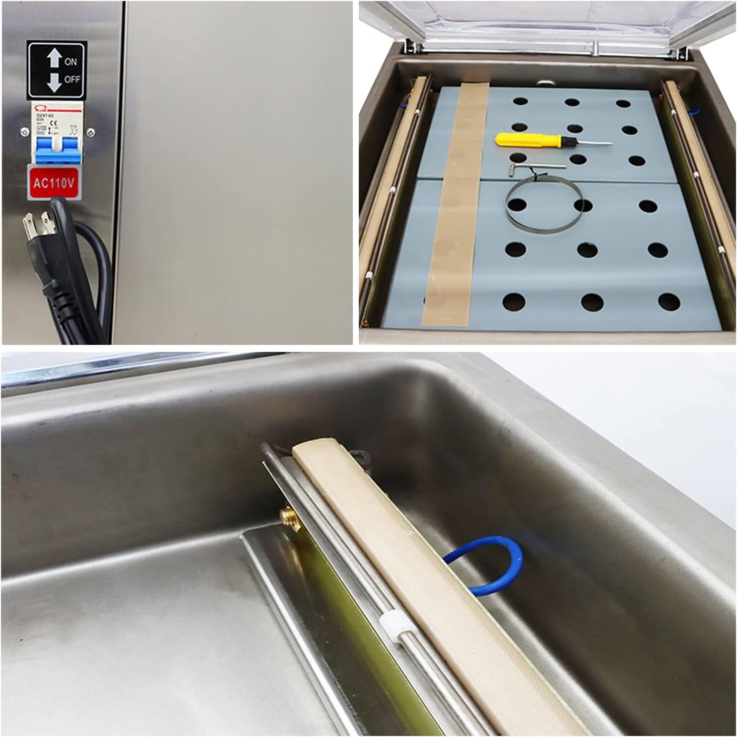 EQCOTWEA Vacuum Sealer Vacuum Packaging Machine for Fruits Vegetables Medicine Stainless Steel Sealing Length 20"