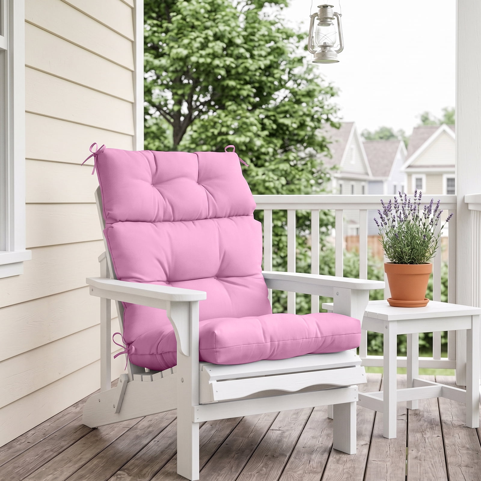 EAGLE PEAK Tufted Outdoor/Indoor High Back Patio Chair Cushion, Set of 2, 46'' x 22'', Pink