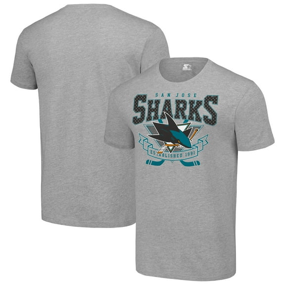 Men's Starter Heather Gray San Jose Sharks Team Logo Graphic T-Shirt