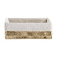 thumbnail image 1 of Imitation Rattan Wicker Basket with Wooden Handles - 12.6x9.45 in Rectangular Storage Organizer, Durable Straw Weave Basket for Clothes, Toys, Home Organization, 1 of 6