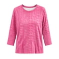 thumbnail image 6 of PBFRDSJ Women's Crew Neck Stripe Blouse, Long Sleeve Textured Casual Top, Relaxed Fit Daily Wear Shirt, Sizes S-5XL, 6 of 6