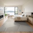 thumbnail image 3 of ODIKA 9'x12' Tan Beige Geometric Striped Design Washable Area Rug Modern Abstract Lines with Unique Patterns Non-Slip, Chair-Friendly for Dining Room, Basement, Large Office, 3 of 7