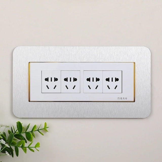 Pegatina decorativa para interruptor, cubierta protectora, luz de lujo, moderna, simple, de color sólido, placa de aluminio acrílico, marco de enchufe