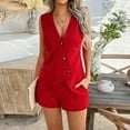 thumbnail image 4 of Endives Women's Shorts Summer Outfits 2 Piece Vacation Short Sets Linen Button Down Matching Sets Vest And Shorts Sets, 4 of 7