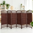 thumbnail image 7 of Red Lantern 4 ft Short Fiber Weave Folding Room Divider Screen with Dark Red 6 Panels, 7 of 7