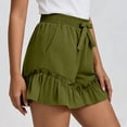 thumbnail image 5 of Aboser Women's Summer Boho Shorts Cute Ruffle Hem Beach Shorts Casual Elastic Waist Short Pants Lightweight Wide Leg Shorts Loose Fits Lounge Shorts with Pockets, 5 of 8