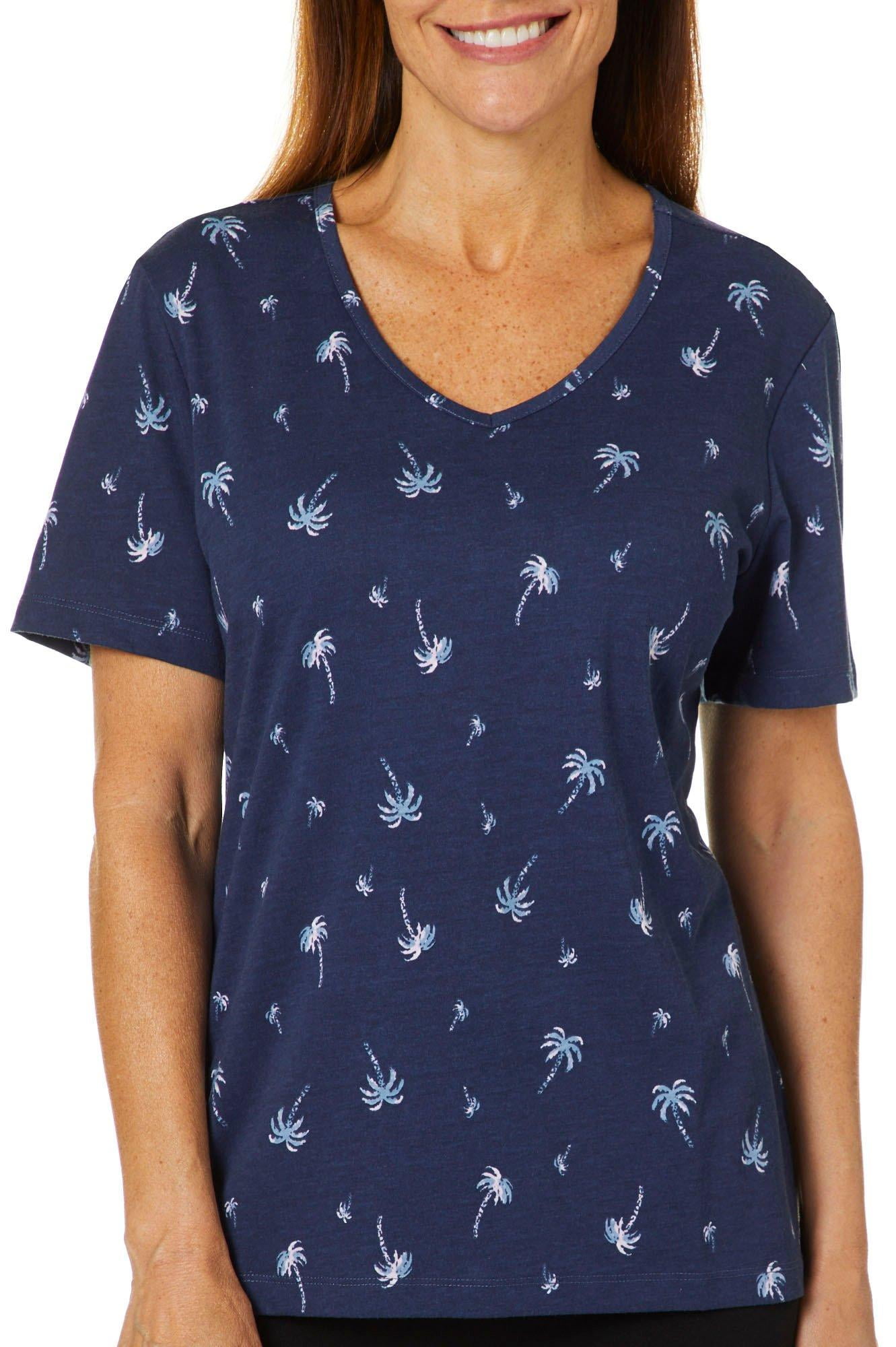 Coral Bay Petite Anchor Print Boat Neck Top