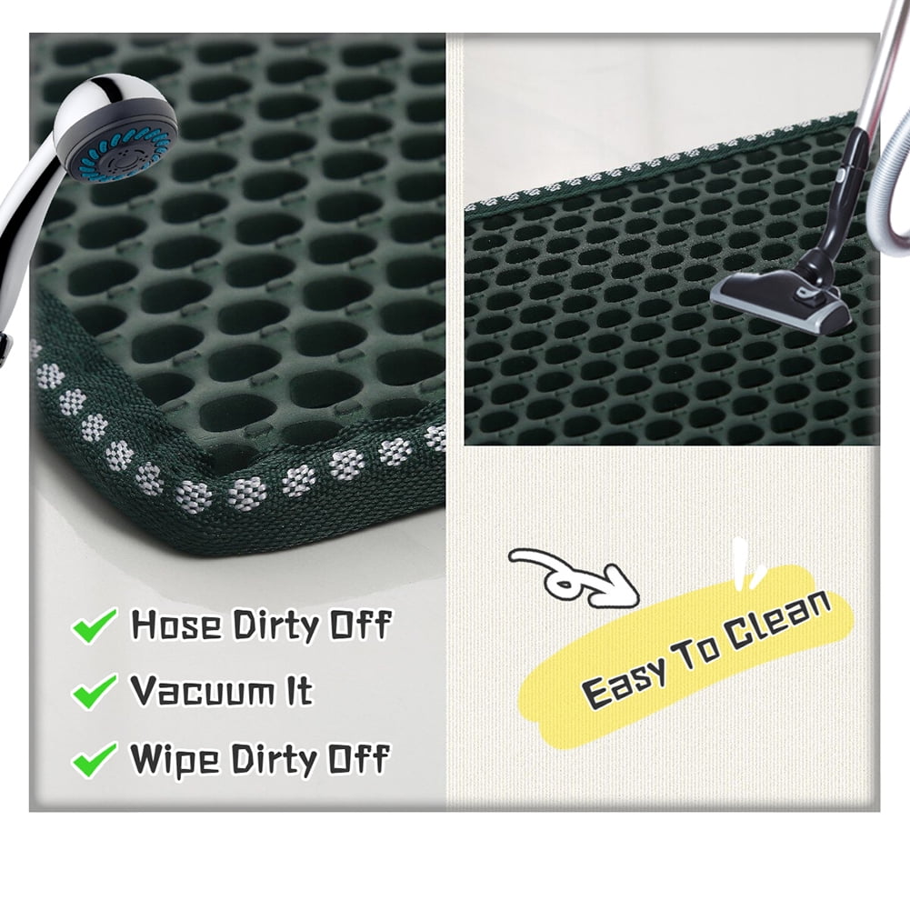 2-Layer Cat Litter Mat Litter Trapper Green Traps Litter from Box, Soft on Kitty Cat Paws Honeycomb Double-Layer, Helps to Waste Less Litter on Floors Size 21" X 14" 2-Layer Cat Litter Mat Litter Trapper Green Traps Litter from Box, Soft on Kitty Cat Paws Honeycomb Double-Layer, Helps to Waste Less Litter on Floors Size 21" X 14"