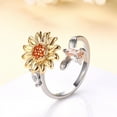 thumbnail image 4 of Flower Pattern Antistress Spinning Ring for Women Adjustable Finger Flower Pattern Antistress Ring Sun Flower Rotating Ring Gift for Mom and Girlfriend, 4 of 9