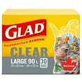 thumbnail image 2 of Glad Clear Easy Tie Garbage Bags, 30 x 33 in Bags, 30 Large Bags - Made in Canada, 2 of 5