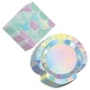 Mermaid Party Supplies - Shimmering Clamshell Dessert Plates and Mermaid Scales Napkins (Serves 16)