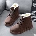 thumbnail image 4 of Botas cortas de mujer de invierno con punta redonda y cordones de algodón Botas de nieve planas para mujer con forro polar Botas cálidas para mujer, 4 of 6