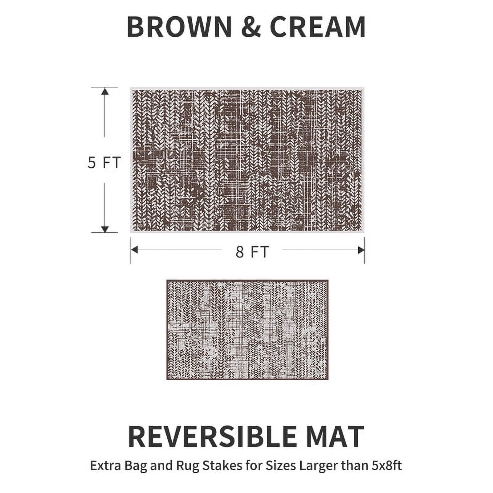 Vunate 5'x8' Waterproof Reversible Outdoor Rug, Brown photo 2