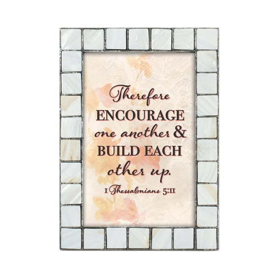 Build One Another Up Mother of Pearl Grey Brush 5 x 7 Table Top and Wall Photo Frame