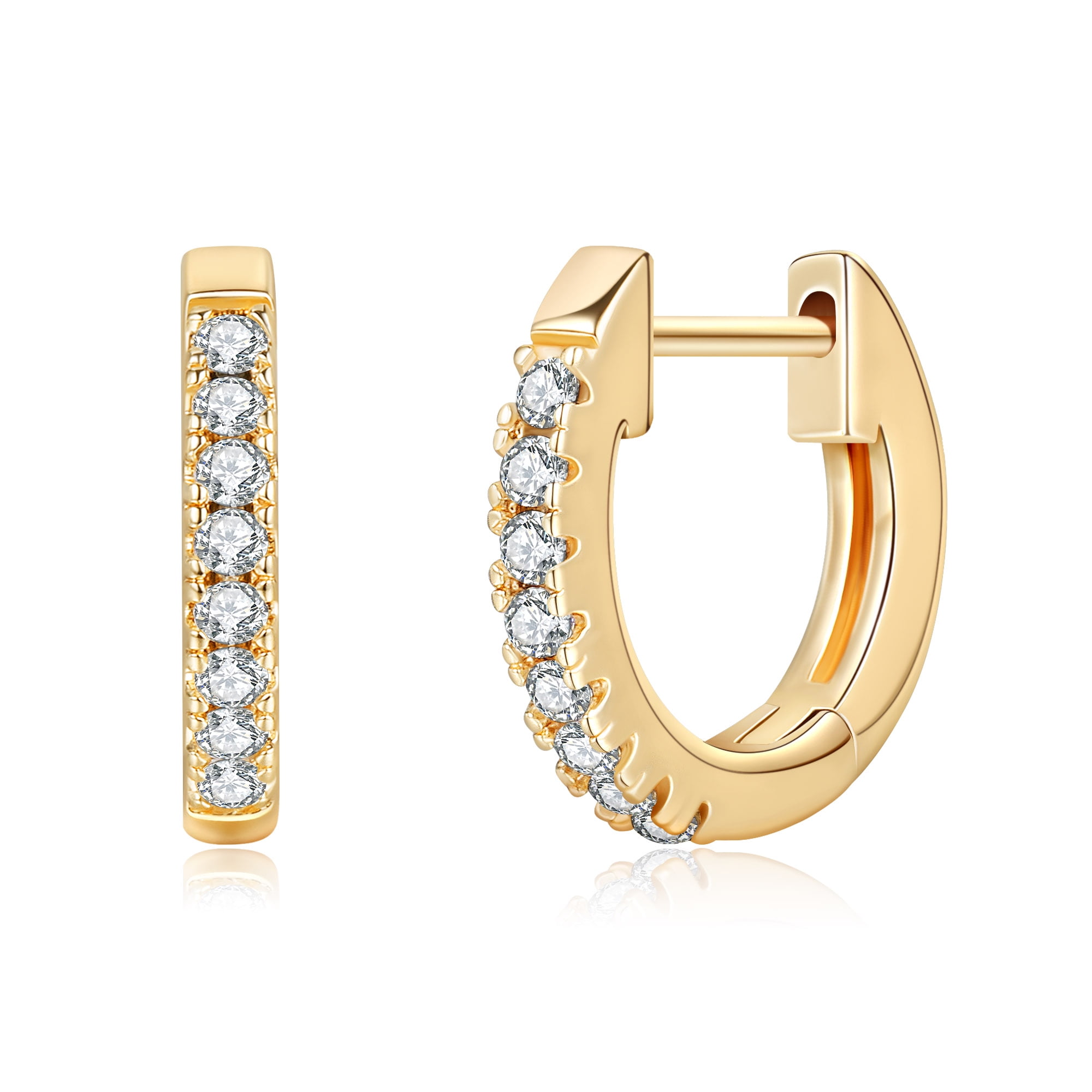 Diamond Earrings,925 Sterling Silver Bridal Earrings,Clip On Style Designer Diamond Earrings,14K Yellow Gold Plated,Womens Earrings