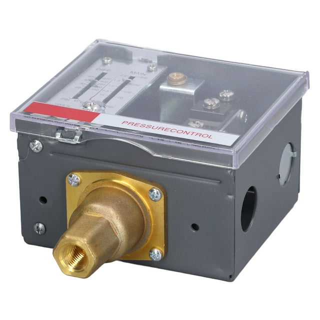 Contrôleur de Pression Réglable LF56 avec Couvercle en Plastique, Contact SPDT, Diaphragme en Acier Inoxydable & Interface en Laiton NPT1/4-18 - Portée 20-300psi pour Liquides/gaz/vapeur Non Corrosifs, Charge 15A 250VAC