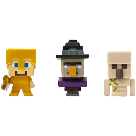 Minecraft Mini-Figure 3-Pack Witch, Steve with Gold Armor, and Iron ...