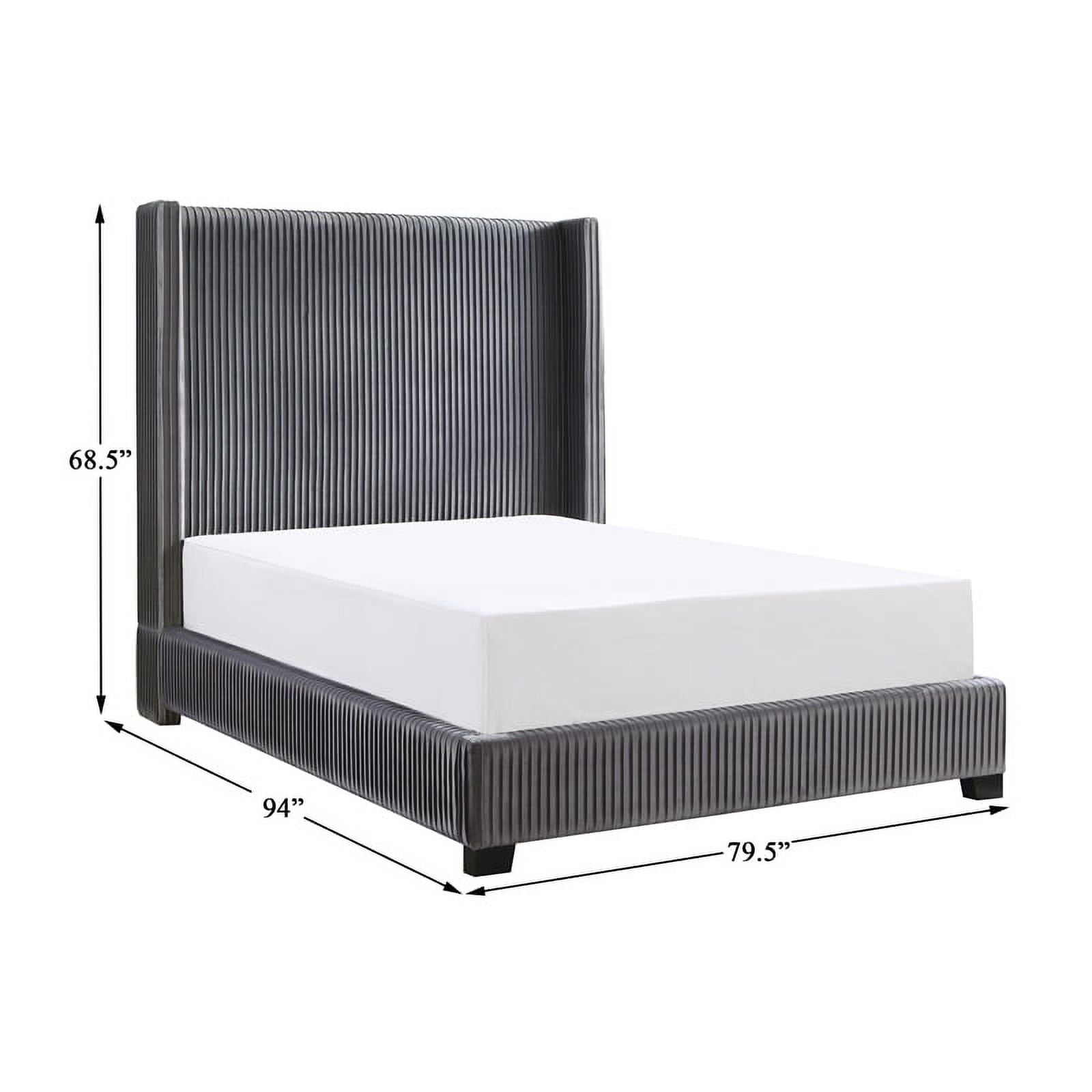 Grey pleated bed frame deals