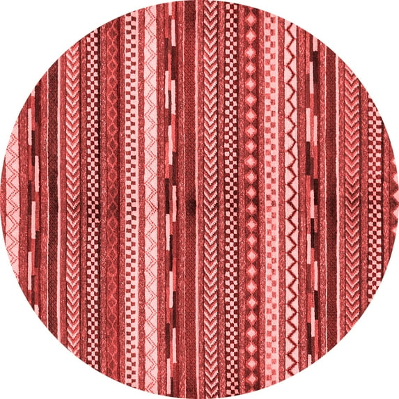 Ahgly Company Machine Washable Indoor Round Abstract Red Modern Area Rugs, 3' Round