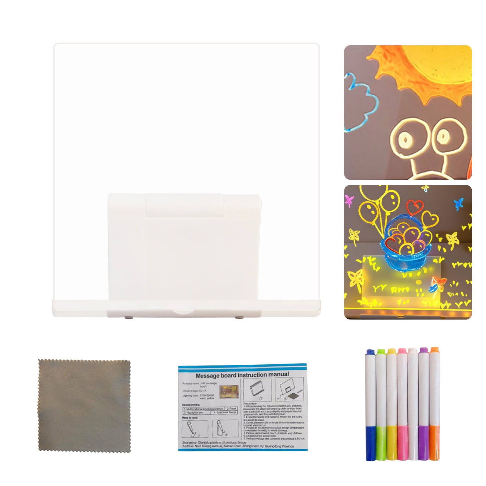 2ml LED Light Up Drawing Board Glow Doodle Note Pad Acrylic Panel With Soft Eye For Craft Stationery Art Design