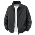 thumbnail image 3 of Danhjin Men's Fall Jackets Lapel Full Zipper Long Sleeve Stand Collar Winter Outerwear Solid Color Comfy Fashion Coats, 3 of 9