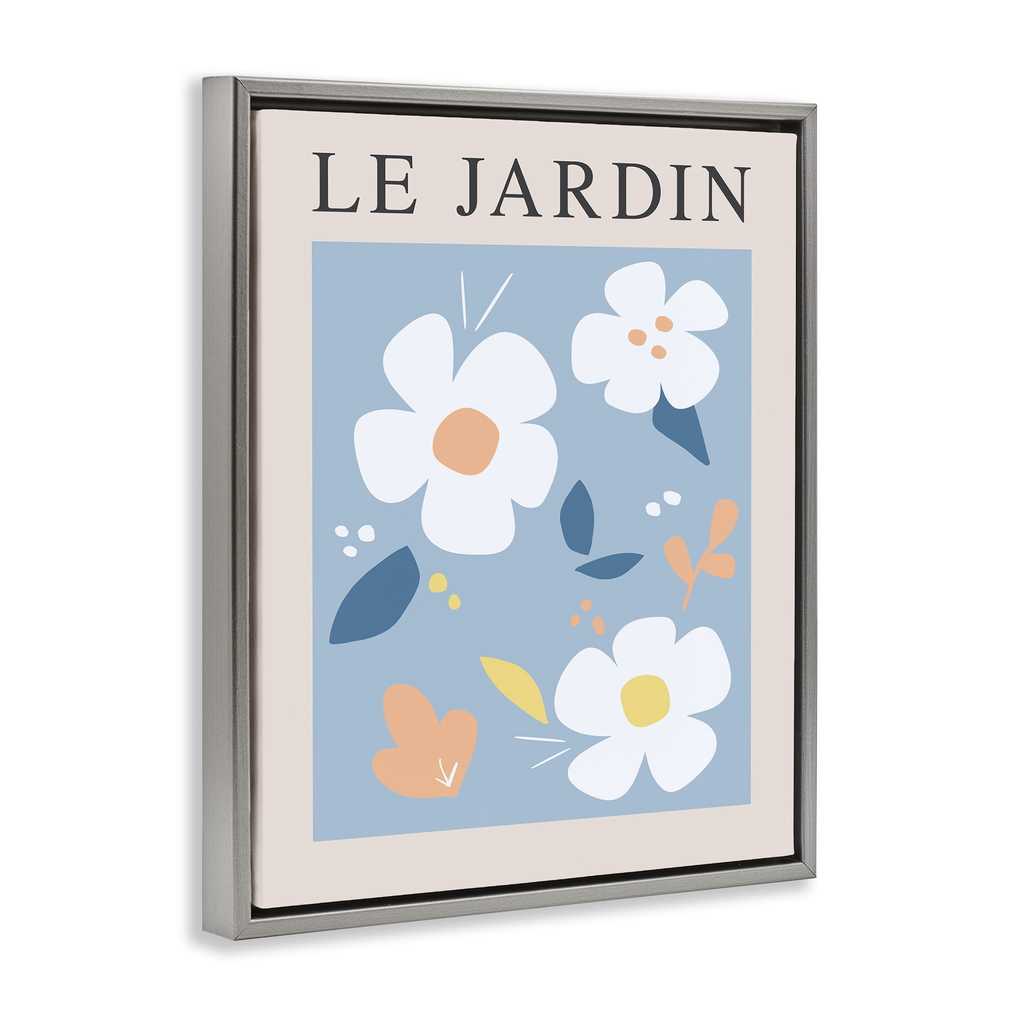 Stupell Industries Bouncing Floral Le Jardin Gray Framed Floater Canvas Wall Art, design by Anna Quach
